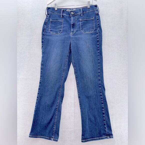 Eddie Bauer Women’s Slightly Curvy High Rise Kick Flare Jeans Trousers Pants 10 - Picture 1 of 4